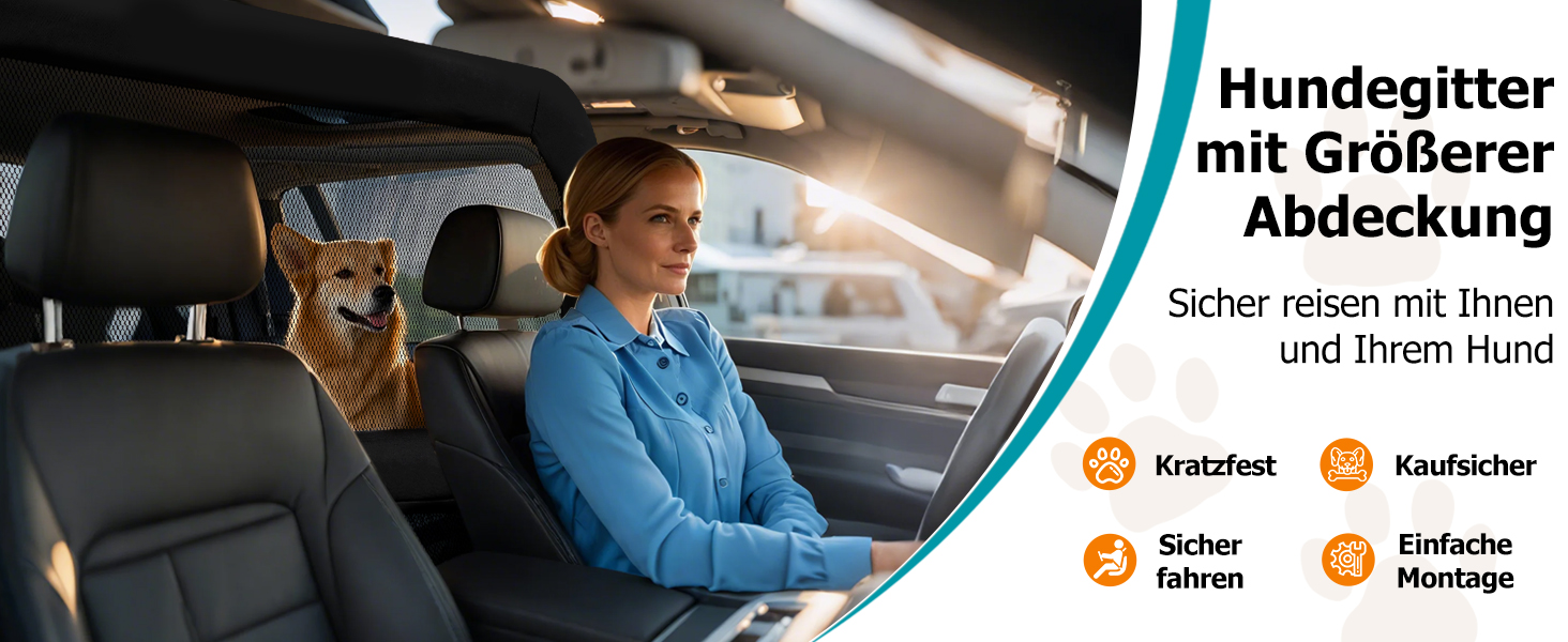 Сітка-перегородка для собак у машину CJYMMFAN - універсальна, для заднього сидіння та багажника, з металевим каркасом та прозорим сіткою