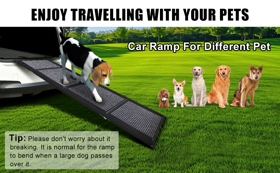 Рампа для собак у автомобіль, 170 см, складана, з антиковзким покриттям, для легкових автомобілів, позашляховиків, вантажівок (170 * 44 см)