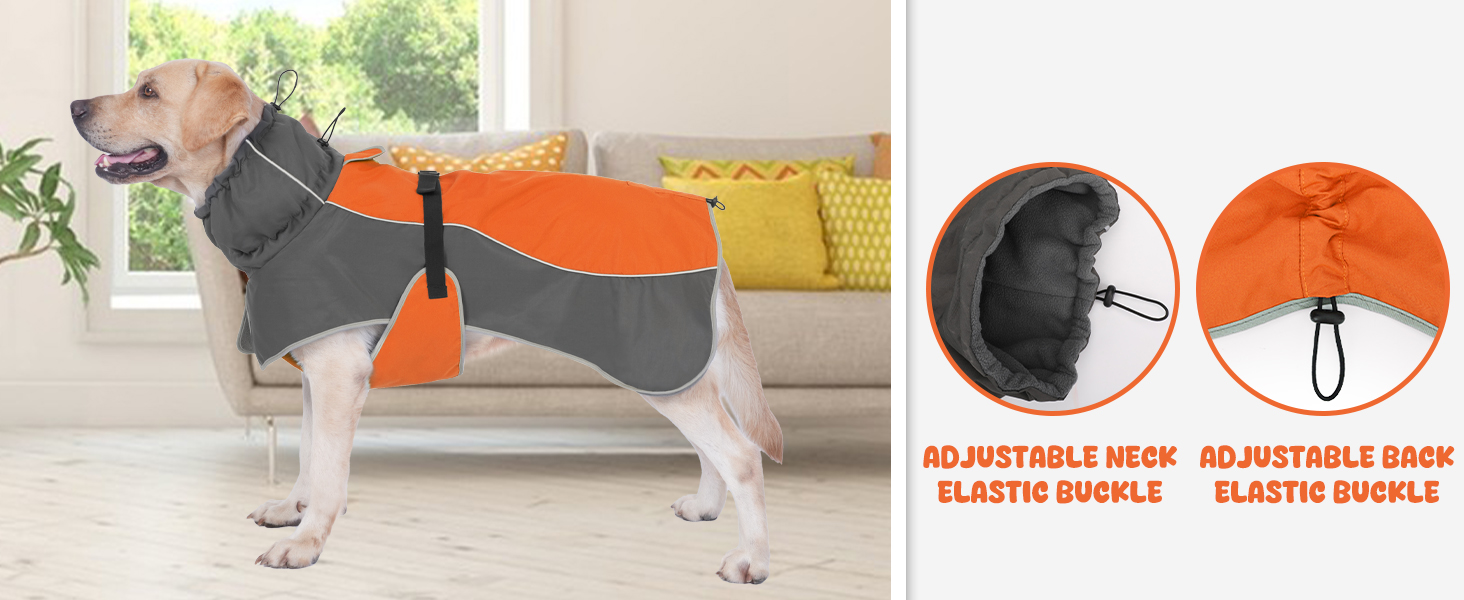 Водонепроникна куртка для собак, світловідбиваюча, вітрозахисна, тепла зимова куртка з м'яким флісовим підкладкою для собак маленьких та великих порід, для активного відпочинку, кемпінгу та походів у холодну погоду, розмір M (спина: 50 см), помаранчевий колір