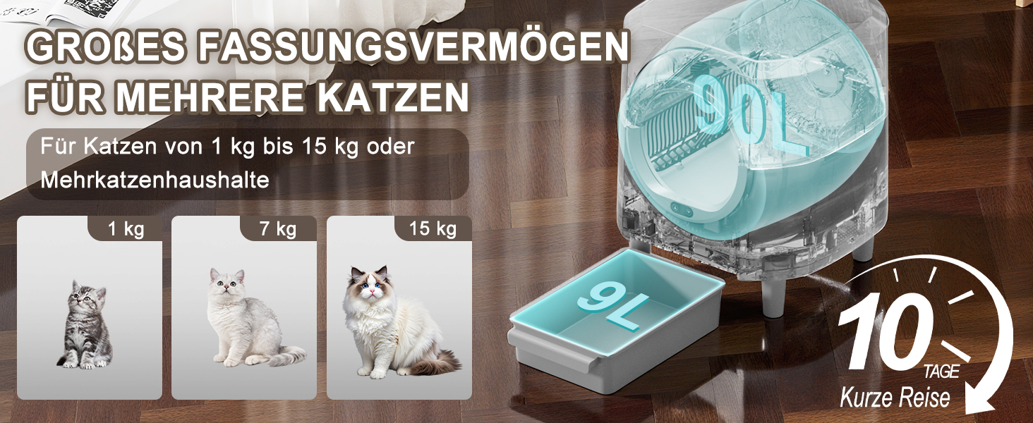 Автоматичний лоток для котів 90л з самоочищенням, контролем запаху, керуванням через додаток та 10 датчиками безпеки. Підходить для кількох котів, білий