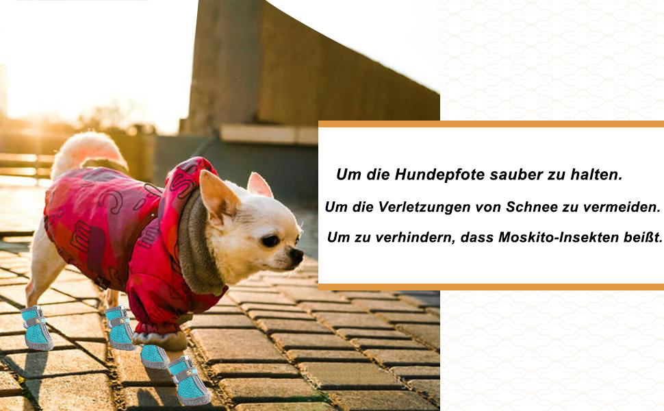 Водонепроникні чоботи для собак (4 шт.) з регульованими ремінцями та світловідбиваючими елементами, для собак малих та середніх порід