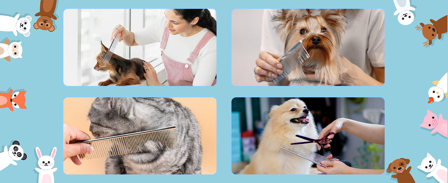 Гребінець для собак Andiker з нержавіючої сталі, щітка для догляду за шерстю, підходить для малих, середніх та великих тварин, котів, коней (L) Large