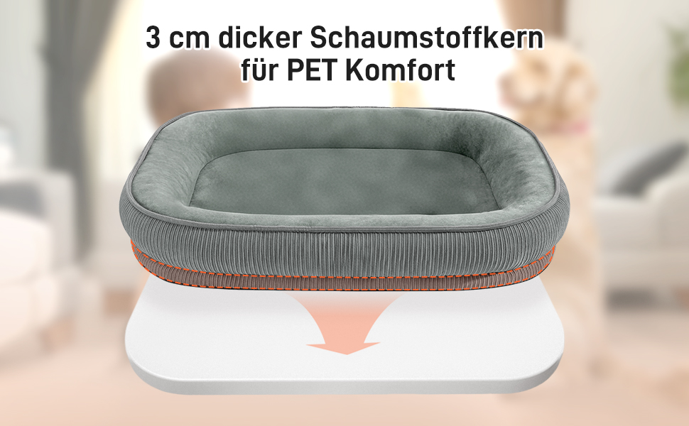 Ліжко для собак середніх та великих порід з високими бортиками, знімний та пральний чохол, кошик для собак, зручна подушка з роликом для шиї, неслизьке дно