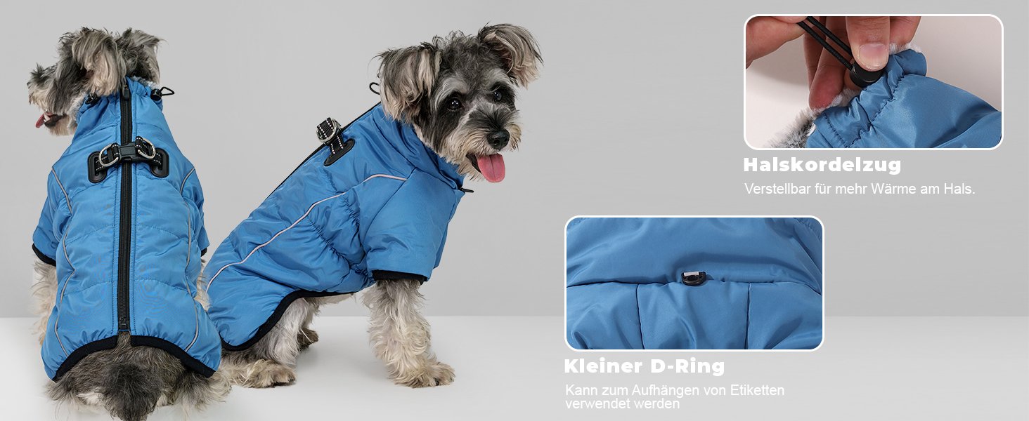 Теплий зимовий одяг для собак Savlot: водонепроникна куртка з флісовою підкладкою для малих, середніх та великих собак, XL, блакитна