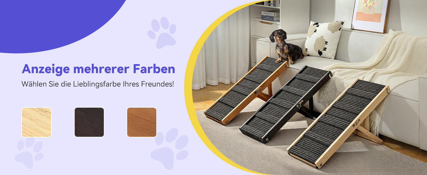 Рампа для собак Pawaboo, дерев'яна, 4 положення висоти, 13,6'-21', для маленьких собак та котів, з антиковзним покриттям, для ліжка/дивану, горіх, 80x30 см