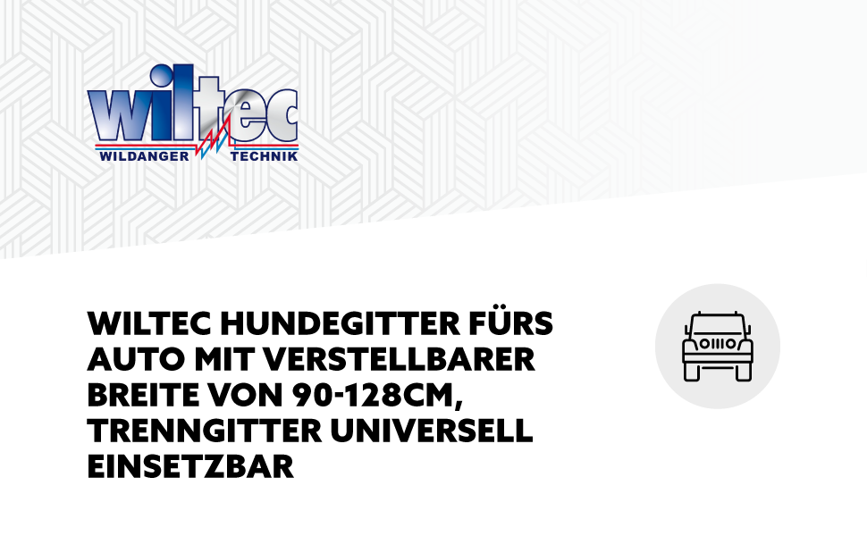 Автомобільна перегородка для собак Wiltec, регульована висотою 72-136 см, шириною 118-128,5 см, універсальна для багажника