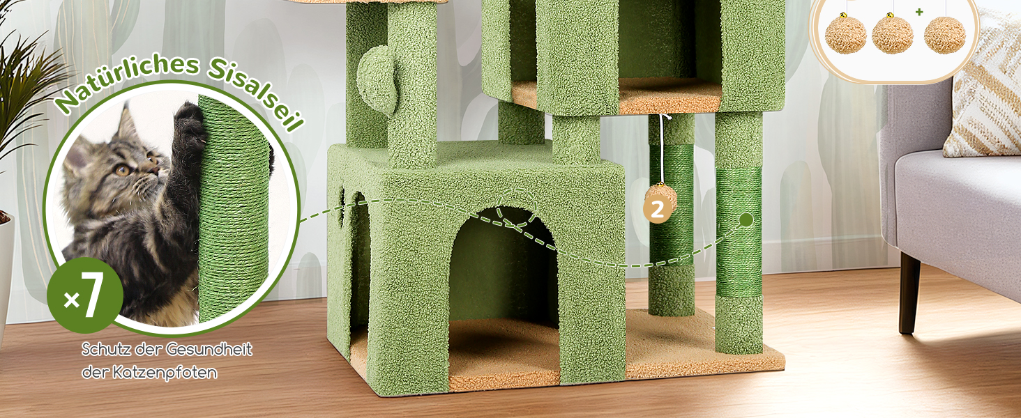 Драбина-будинок для котів Globlazer XL, 156 см, сірий, з будиночком та когтеточками