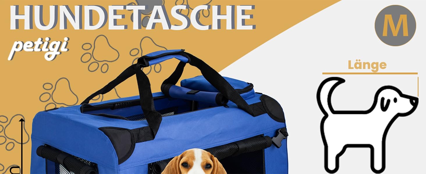 Транспортна переноска для собак та котів Petigi (M, 60x42x45 см, блакитна) - переноска-ліжко для авто