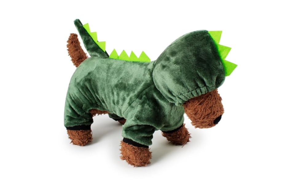 Костюм для собак FRCOLOR (зелений, L) - 3 шт. Динозавр, теплий матеріал, для свят та фотосесій