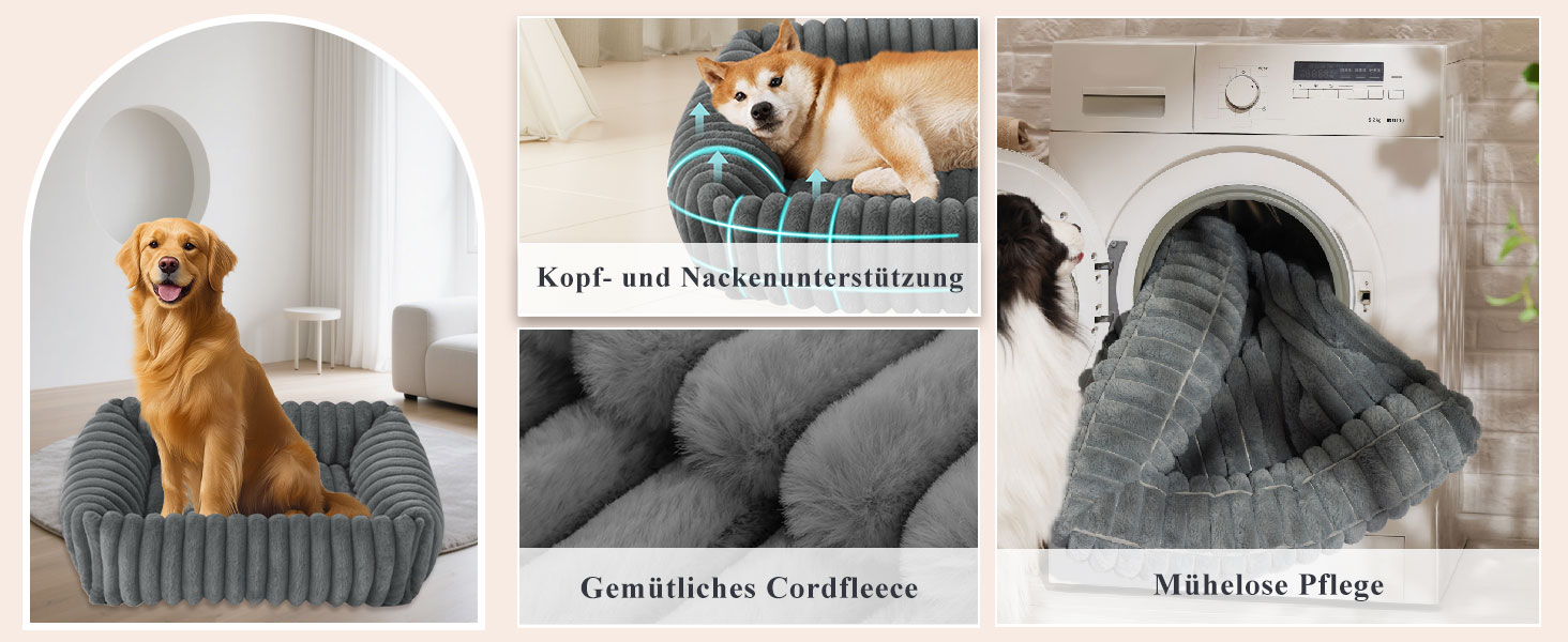 Крісло-ліжко для собак маленьких та середніх порід, 50x48x15 см, миється, кошик з антиковзким покриттям, бежевий/кремовий колір