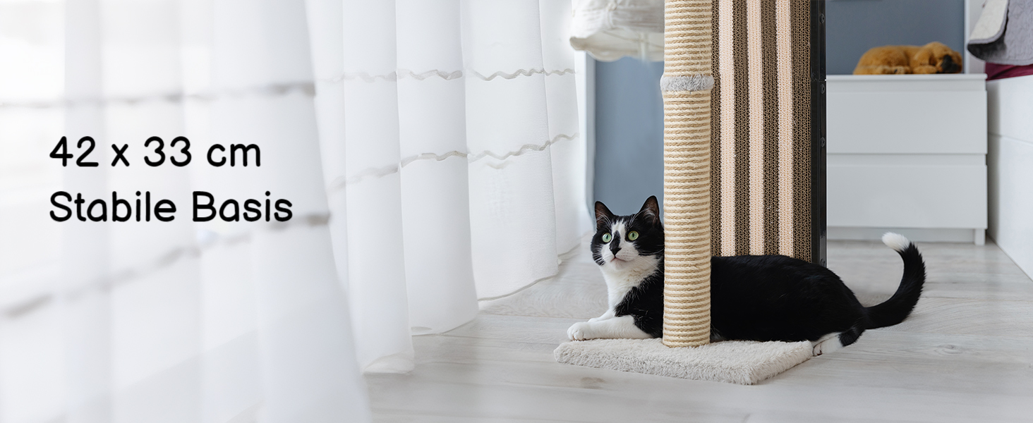 Дряпалка для котів Veehoo, 90 см, сіра. Стабільна дряпка з платформою та іграшками. Підходить для кошенят та дорослих котів. Розміри: 46 x 37 x 90 см