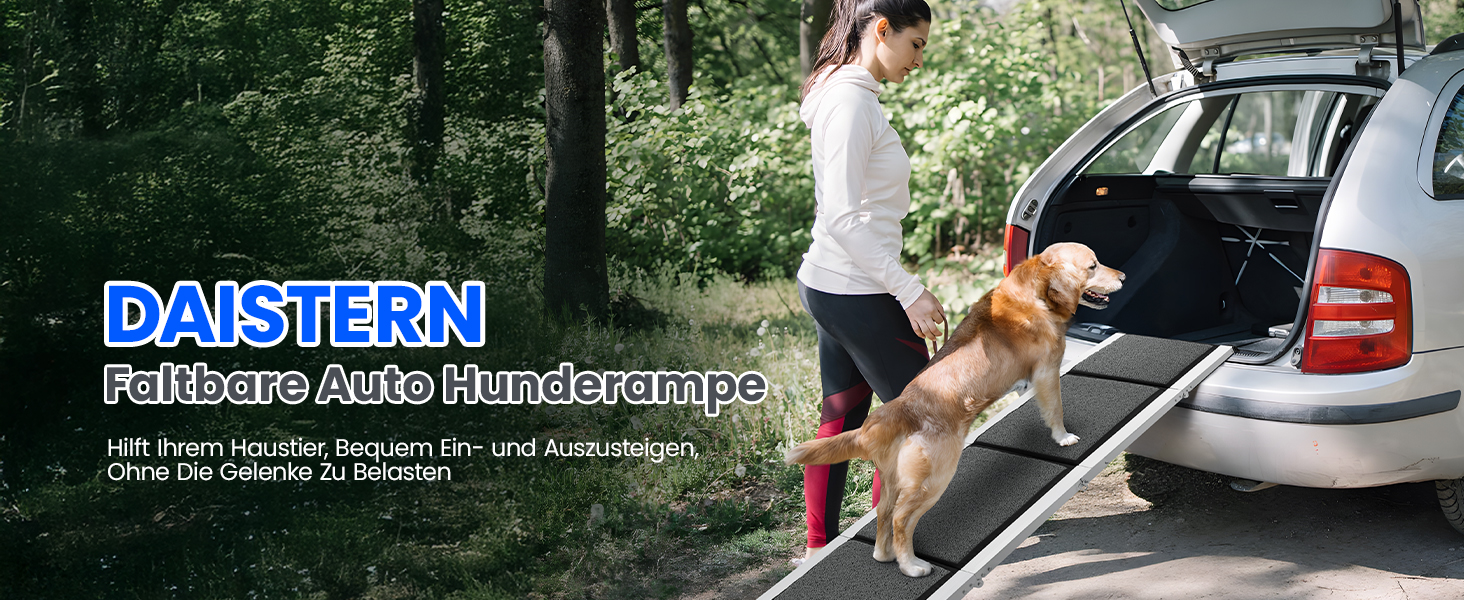 Східці для собак DAISTERN, розкладні, 170 x 44 см, з м'яким килимом, металевий каркас, для собак маленьких, середніх та великих порід