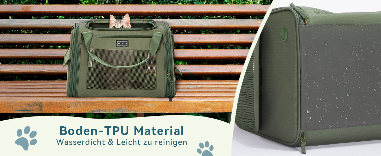 Транспортна переноска для котів та собак Petsfit, складна сумка-переноска, 47L x 30B x 30H см, оливковий колір
