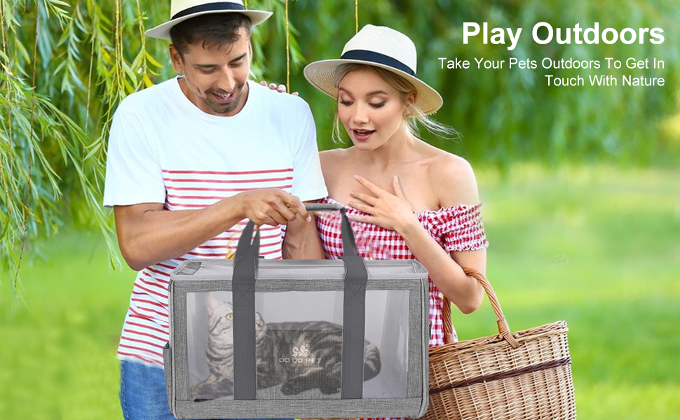 PETCUTE переносна сумка-переноска для собак та котів з виймальною підстилкою, бічні кишені, страховий поводок, дихаюча переноска для маленьких собак, схвалена авіакомпаніями, блакитна