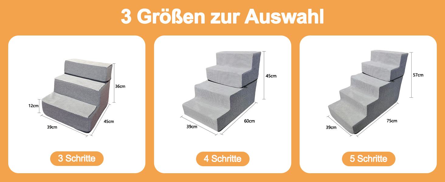 Сходинки для собак та котів Galatée - 4 сходинки, неслизькі, для високих ліжок та диванів, знімний, пральний чохол