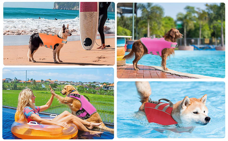 Спасальний жилет для собак Pawaboo, рожевий, розмір L, з регулюванням та надійним захватом