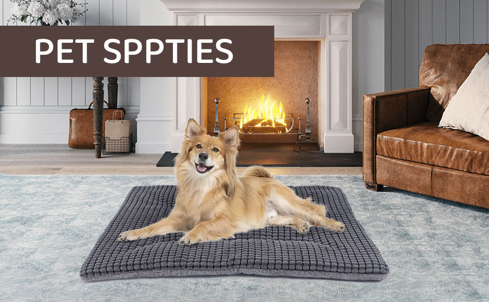 М'яке та тепле ліжко для собак: килимок-матрац для домашніх тварин, зручний, двосторонній, легко миється, розмір 75x50 см, колір хакі