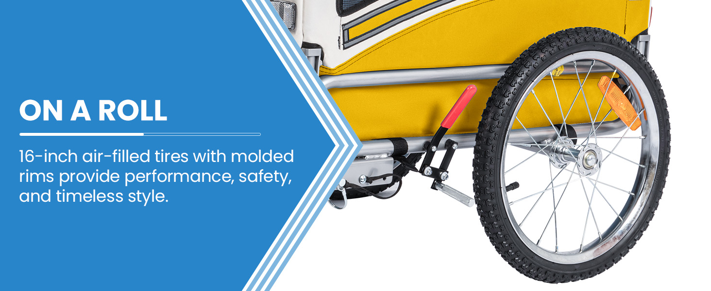 Причіп для собак SEPNINE® 2-в-1 для велосипеда та джоггінгу, до 30 кг (жовтий)