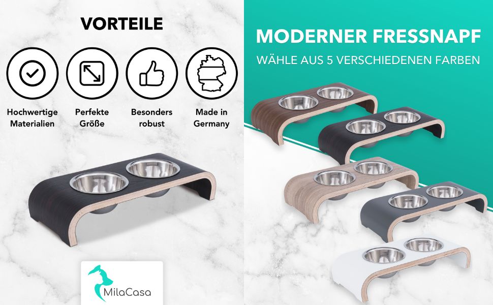 Набір мисок для котів MilaCasa Katzennapf - 2 шт. підняті миски для котів, подвійний набір мисок для їжі та води для котів (Макассар)