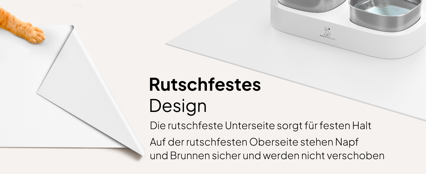 Підкладка під миску для кота Pretty PAW® 60x40 см - неслизька та водовідштовхувальна | Аксесуар для фонтанчика та миски Pretty Paw | Захист підлоги від бруду та води (Білий, Extra Wide)