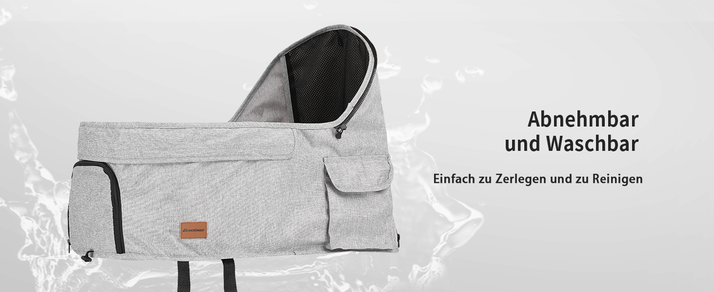 Візок для собак EchoSmile, складаний, до 20 кг, для маленьких та середніх собак та котів, з регульованою ручкою, амортизаторами та знімним чохлом (сірий)