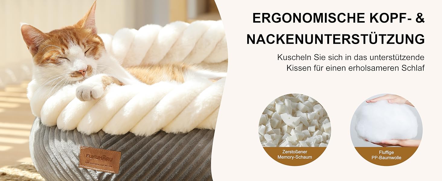 Квітковий лежак для кота FUKUMARU, 55x55x21 см, сірий, з м'яким краєм та антиковзною основою