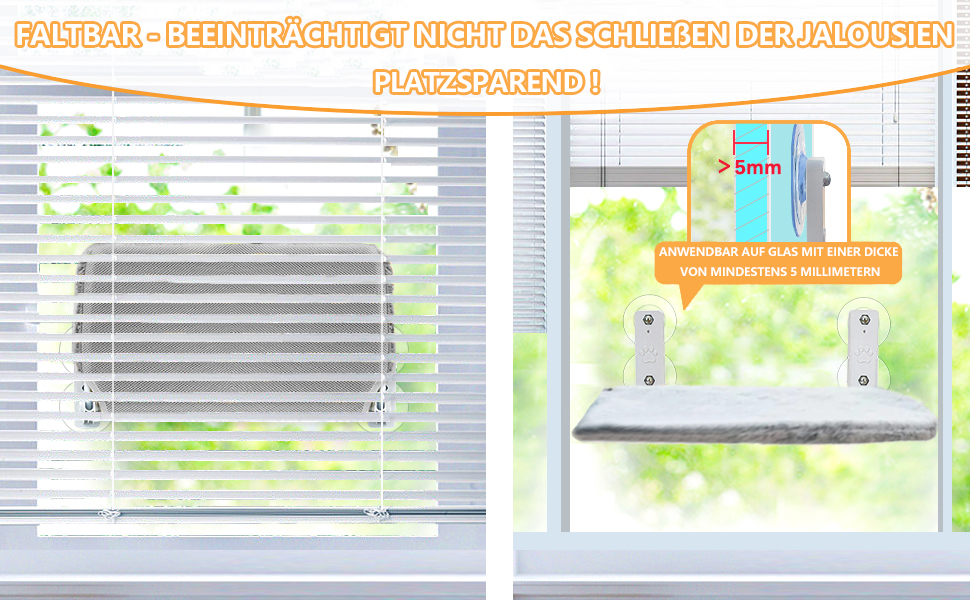 Гамак для котів Bibykivn на вікно, розкладний, сірий плюш + сітка, 52×30 см