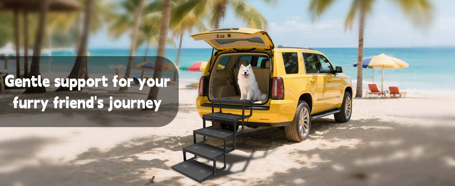 Рампа для собак у машину, складана, до 80 кг, 5 сходинок
