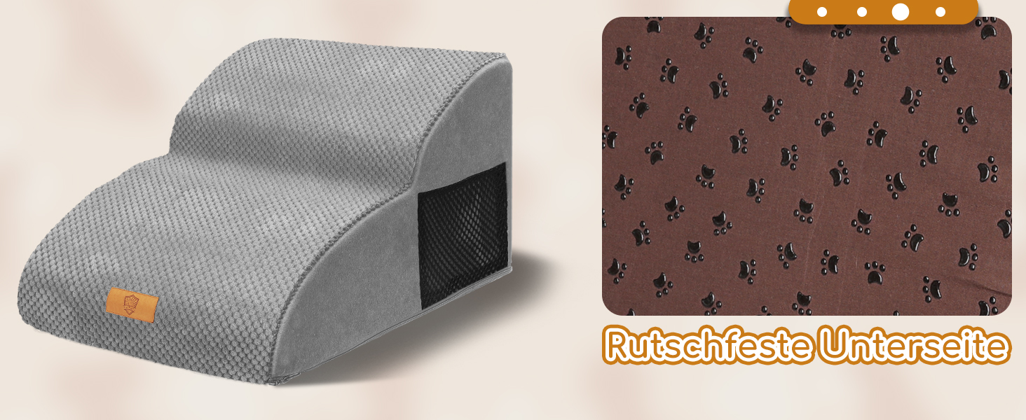 Сходинка для собак маленьких порід, водовідштовхувальна, 3 сходинки, з високощільнісного губки, знімна, для софи та ліжка, сіра