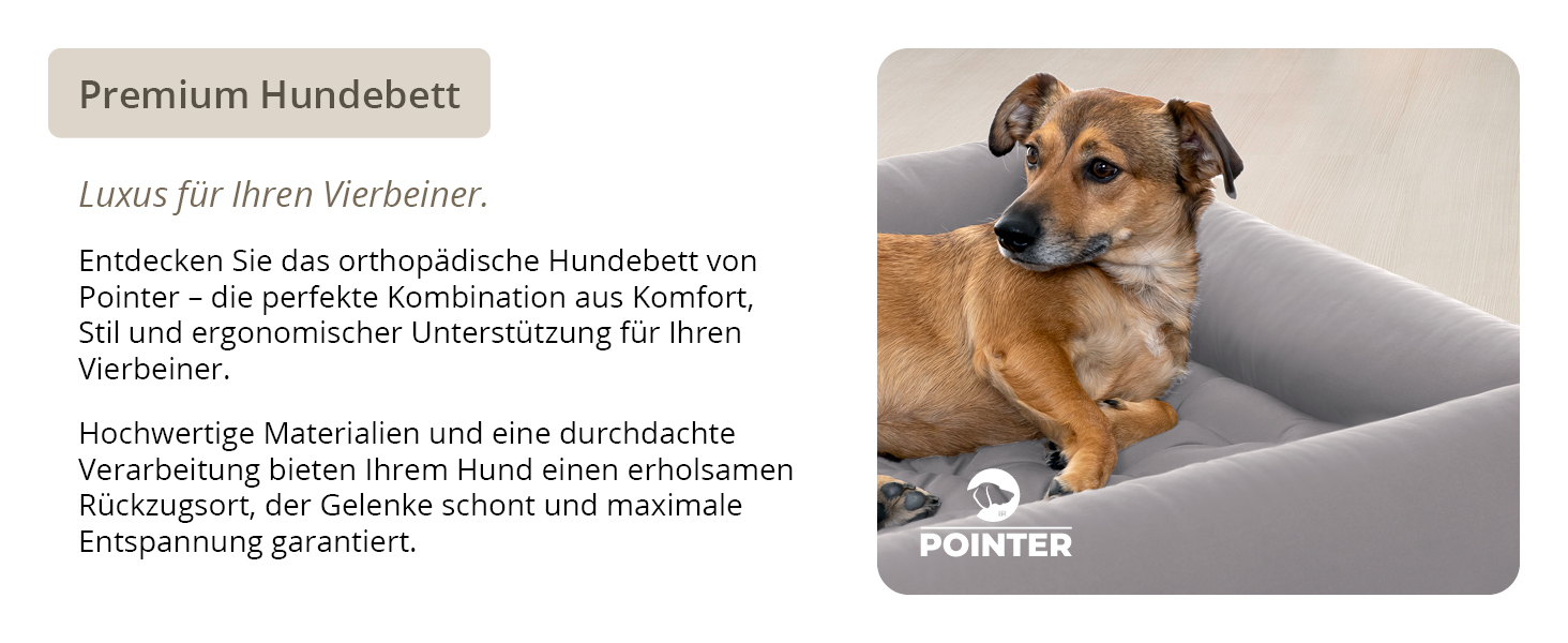 Ортопедичне ліжко для собак середніх порід - Pointer, знімний матрац, миється до 95°C, стійке до подряпин та укусів, Made in Germany (L - 80x70 см, світло-сірий)