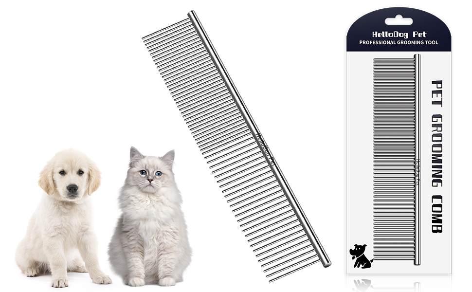 Гребінець для собак та котів: професійний сталевий гребінець для видалення ковтунів та розпушування довгої шерсті