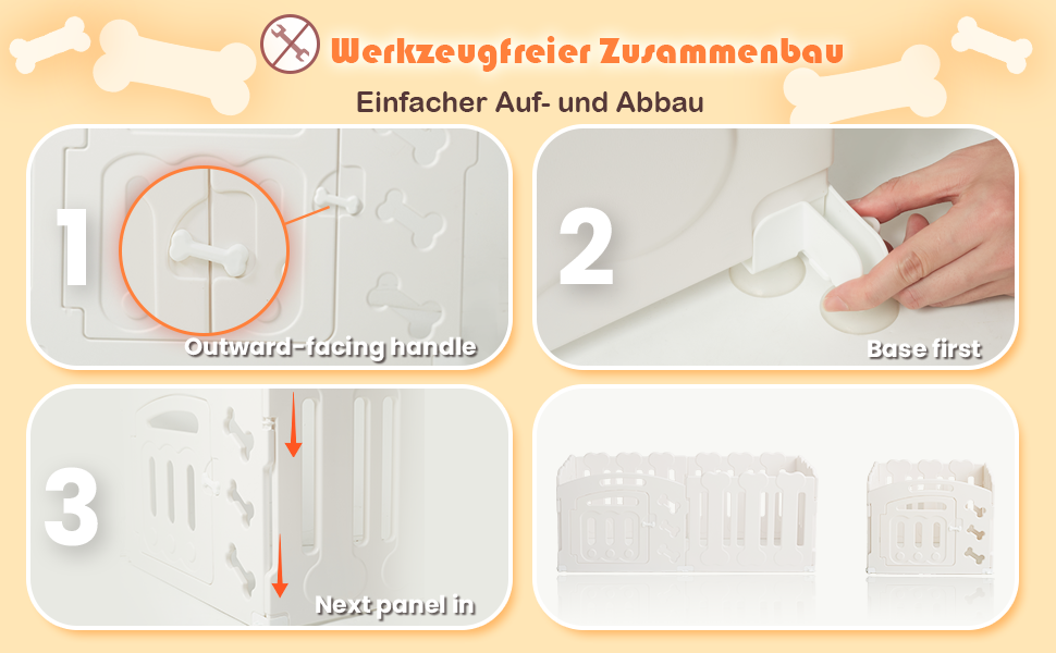Клітка для цуценят 5+1 панель | Розширювана клітка для тварин в приміщенні з антиковзними ніжками та без інструментів - Білий 155 * 78 * 60 см