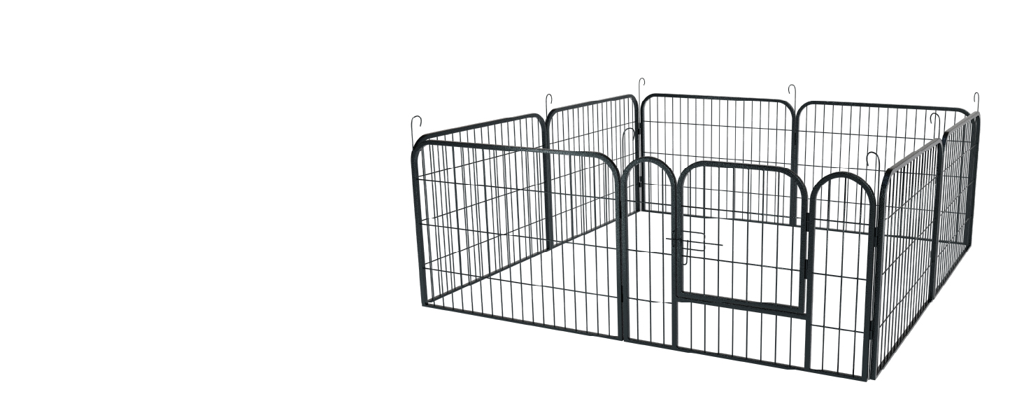 Металевий вольєр для цуценят Juskys - 8-секційний вольєр для собак, кроликів та дрібних тварин (160x160x60 см) з дверцятами