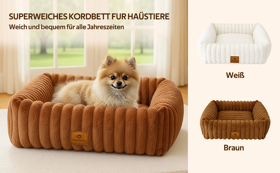 М'яке собаче ліжко для середніх порід, зручне та миється, прямокутне, з неслизьким покриттям, коричневе, розмір M (63x53x18 см)