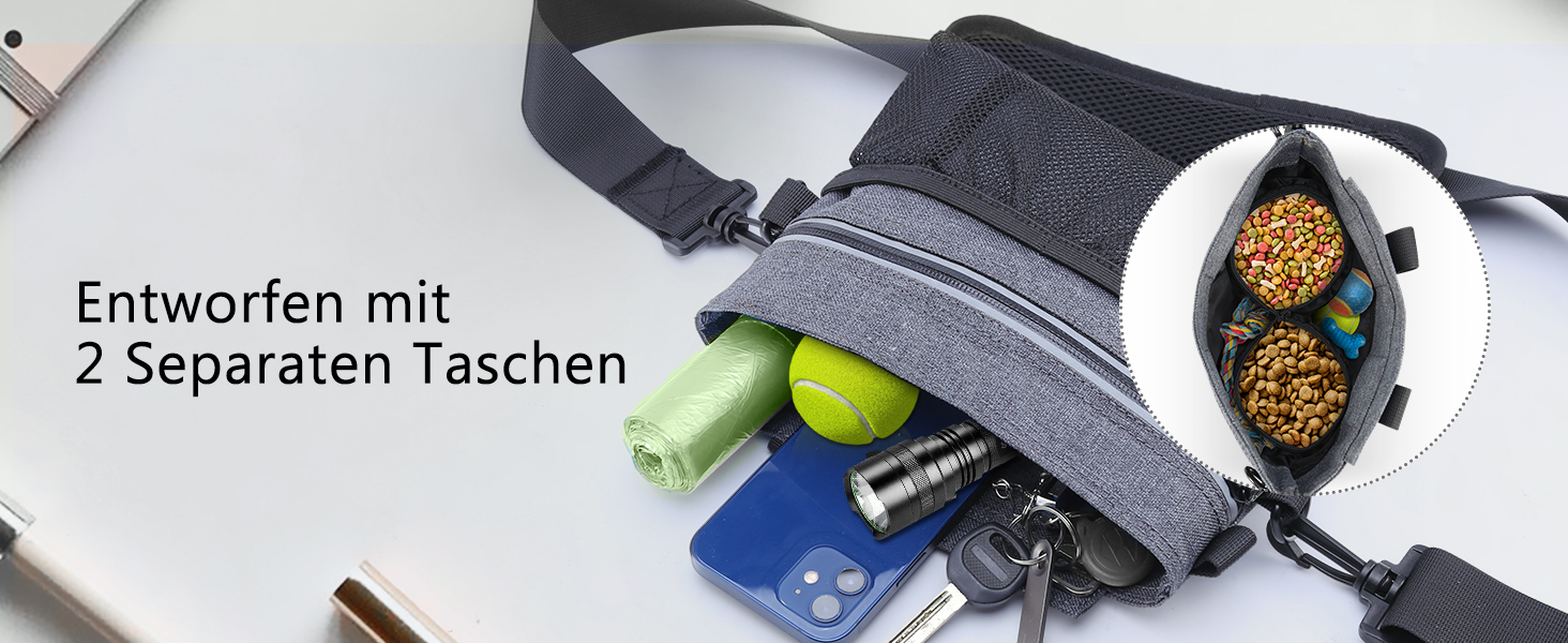 Сумка для ласощів для собак Brifit з магнітною застібкою, для тренувань, з регульованим поясом, знімною внутрішньою кишенею та дозатором для відходів, 22 x 19 x 3 см