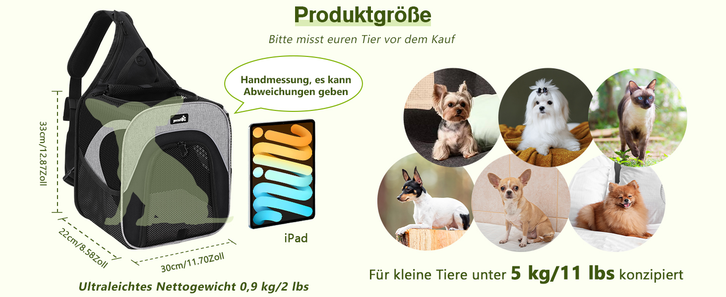 Транспортна сумка для кота Pecute: рюкзак для котів, чихуахуа, йоркширського тер'єра (до 3,5 кг), дихаюча, легка, складна