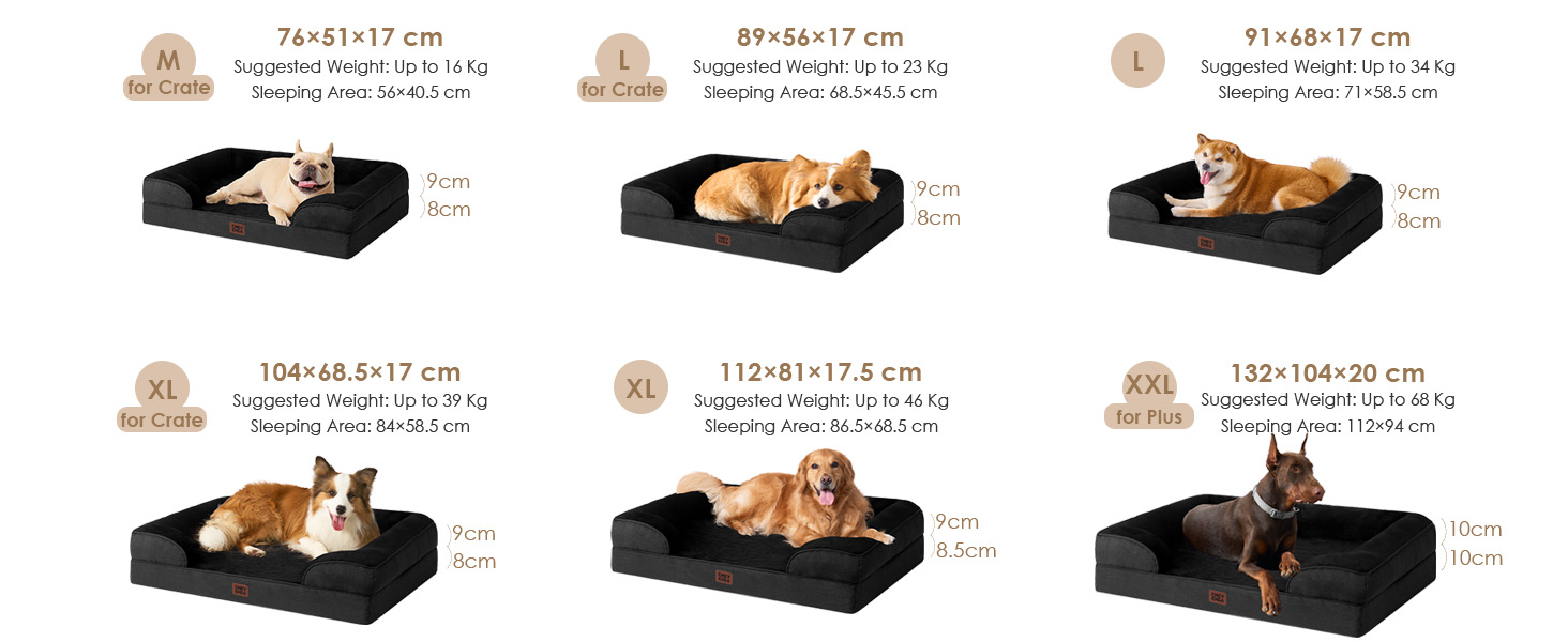 Ортопедичне ліжко для собак EHEYCIGA, 76x51 см, Memory Foam, для собак середніх та маленьких порід, вологостійке, з високим бортиком, чорне (104x68.5x17 см)