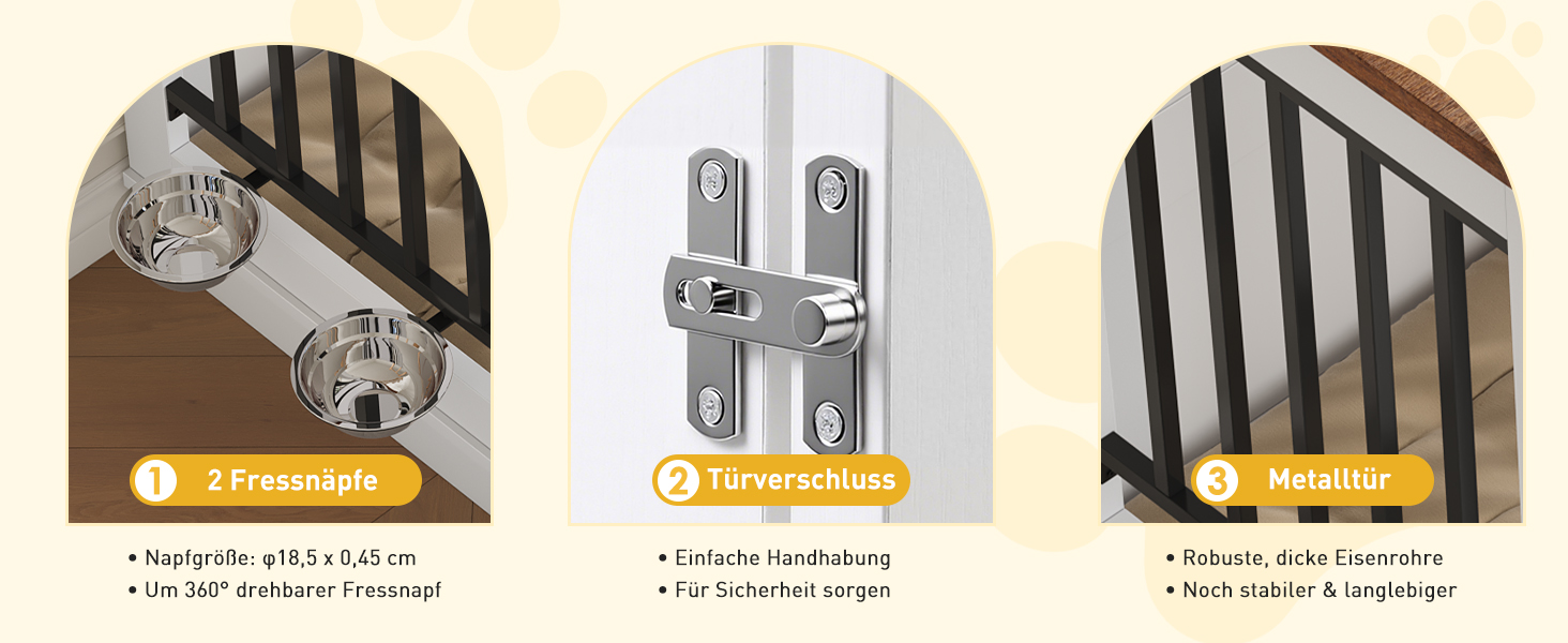 Клітка для собак FirFurd 120см: металева та дерев'яна, XXL, для дому, 120 x 90 x 60 см, коричнево-біла