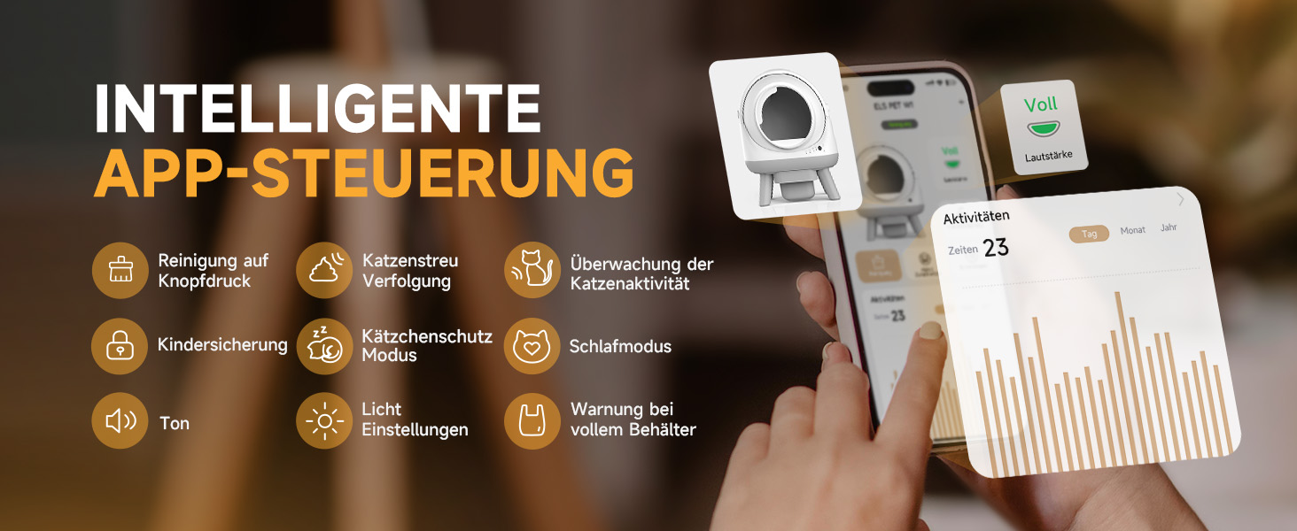 Автоматичний лоток для котів ELS PET з самоочищенням, захистом від розльоту, керуванням через додаток, без запаху, з килимком для котячого туалету та пакетами для сміття (для кількох котів) (Чорний та Сірий) (Білий Сірий)