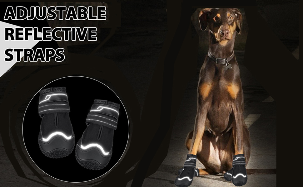 Чоботи для собак, 4 шт., неслизькі, захист лап, з світловідбиваючим ремінцем та липучкою, зимові чоботи для маленьких собак