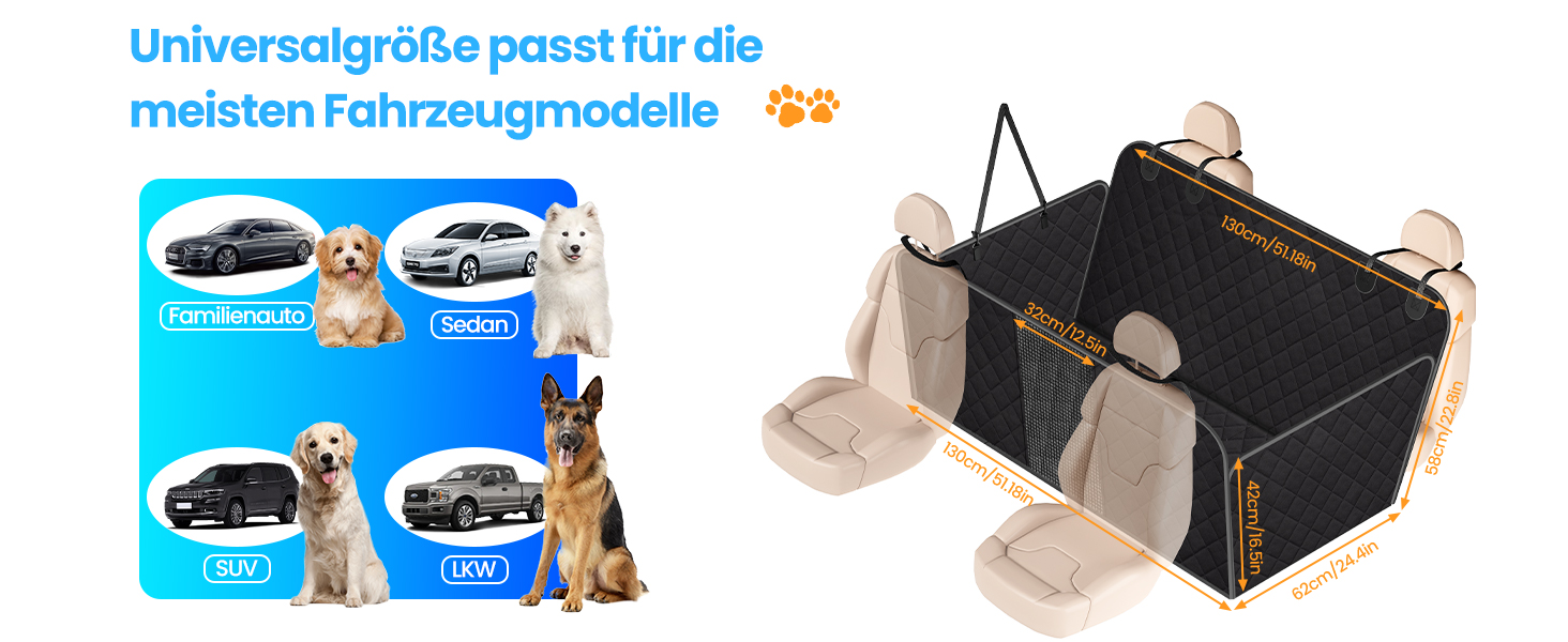Захист для заднього сидіння авто для собак Kfonla: водовідштовхувальна підстилка з боковими бар'єрами та оглядовим вікном, універсальна, антицарапин, для захисту сидіння