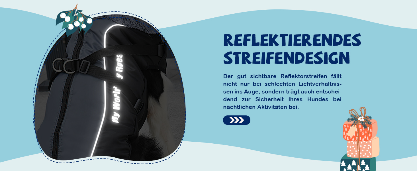 Водонепроникний теплий зимовий одяг для собак ALLSOPETS - куртка з відбиваючими смугами, стильна жилетка для холодної погоди (Blendblau, 3XL)