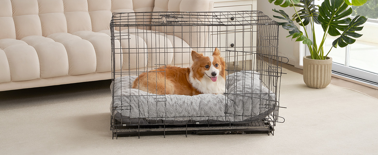 Килимок для собак великих порід, 104x68 см, XL, з штучним хутром та льоном, сірий, 104 x 68 x 10 см