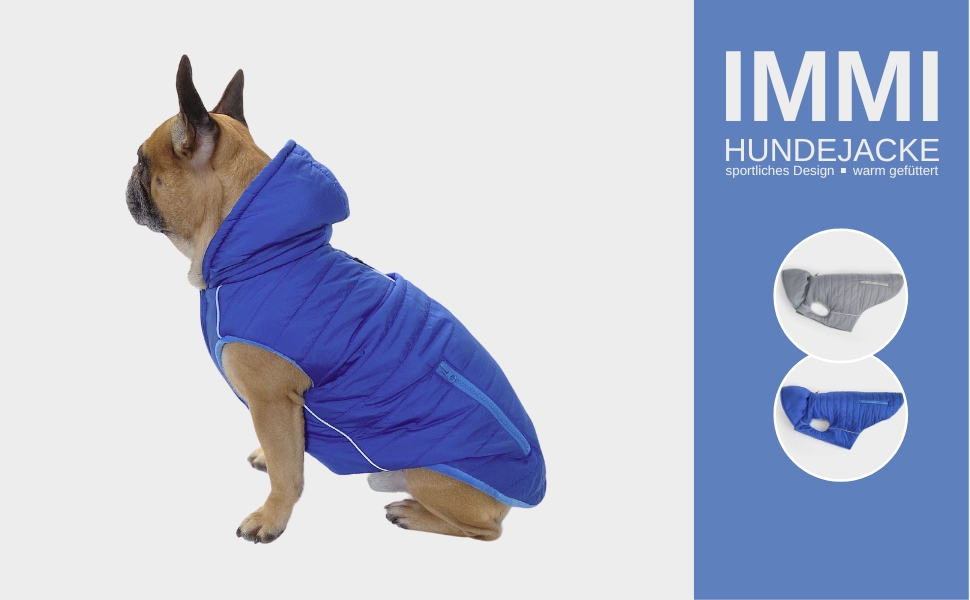 IMMI Куртка для собак | Тепла куртка для собак середніх та великих порід (L, Синій)