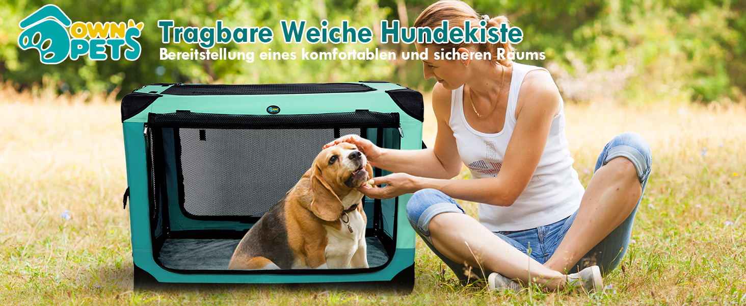 Складана переносна переносна клітка для собак та котів Ownpets з міцним сталевим каркасом, 4 дверцята, розмір L (91.5 x 63.5 x 63.5 см)