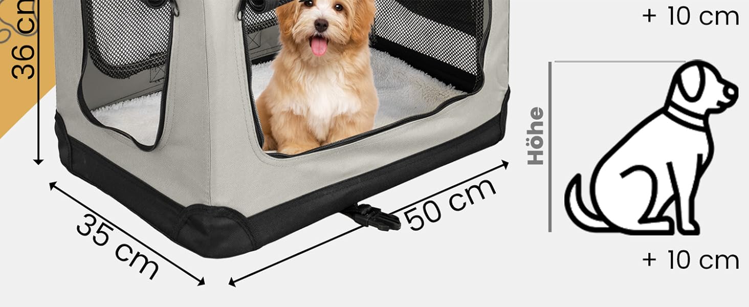 Складана переносна сумка-переноска для собак та котів Petigi (кремовий, S, 50x35x36 см)