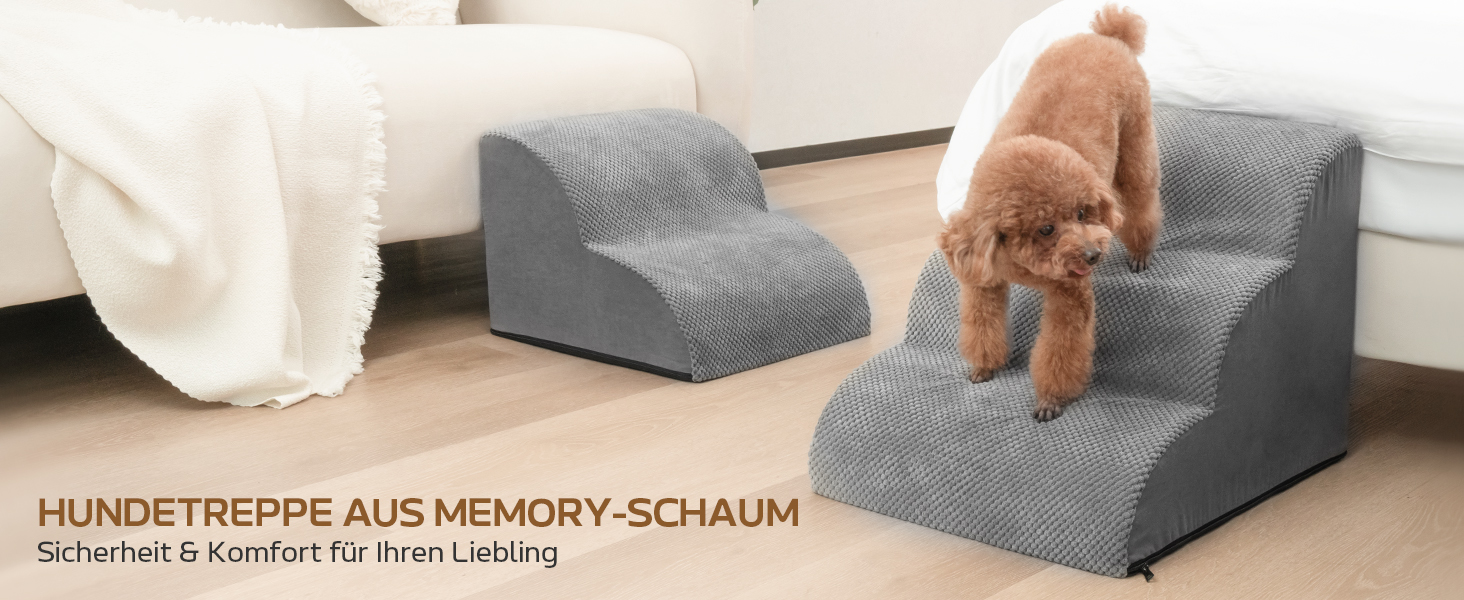 Сходинки для собак Mora Pets: 2 шт., 30 см, сірий, для маленьких собак та котів, з антиковзким покриттям