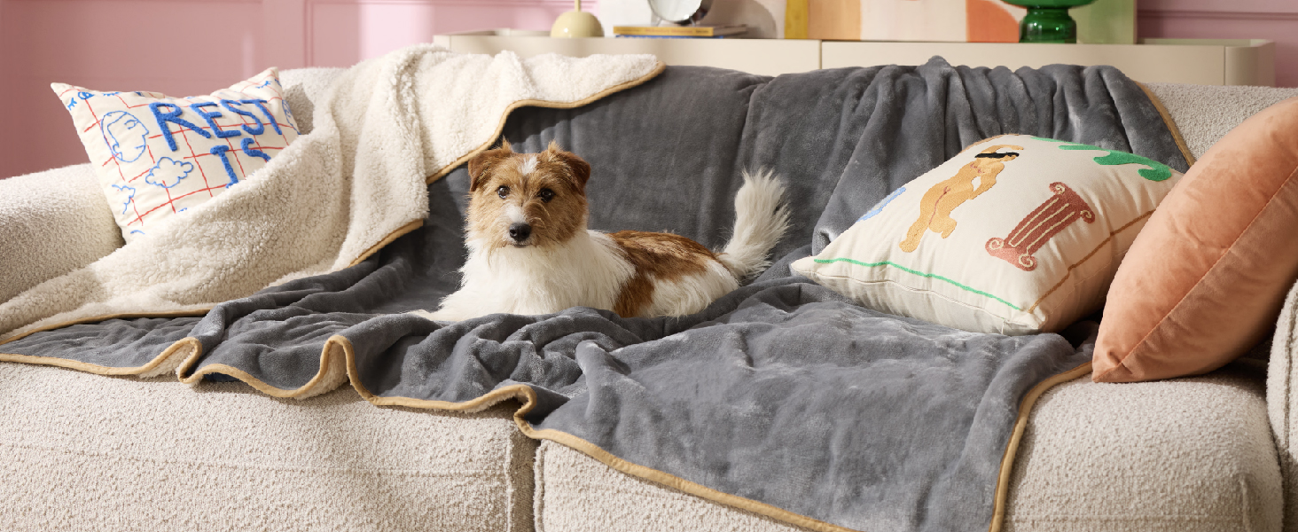 Водонепроникний коврик для собак середнього розміру 80x100 см, миючий, м'який, кремовий колір