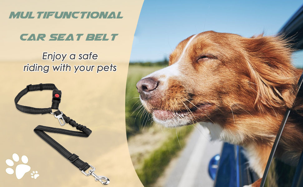 Ремінь для собак у багажник авто, 2 шт. - безпечна фіксація, для подорожей та транспортування, з еластичною амортизацією та міцними карабінами, підходить для всіх порід собак та котів