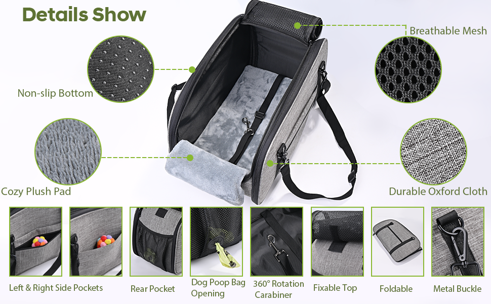 Автокрісло для собак Petzauber – зручне та безпечне автокрісло для маленьких та середніх собак, сірого кольору